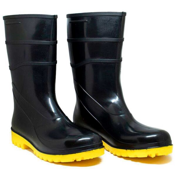 Bota De Pvc  Cano Médio Preto/Amarelo Sem Forro - Bracol  | CA- 38200